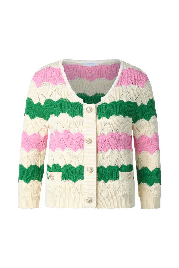 Rich & Royal Weste Striped cardigan with white collar