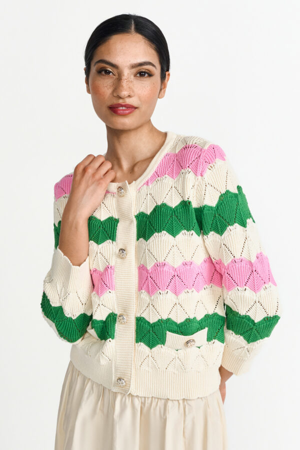 Rich & Royal Weste Striped cardigan with white collar – Bild 2