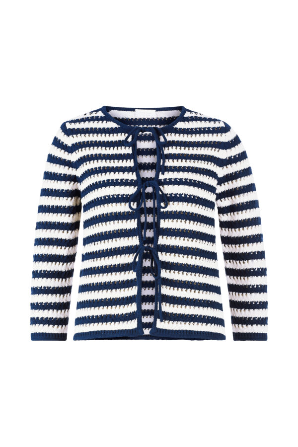 Rich&Royal Weste Striped Ajour cardigan with bows