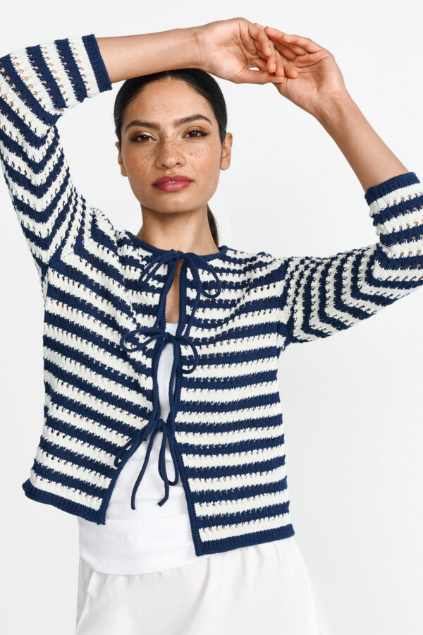 Rich&Royal Weste Striped Ajour cardigan with bows – Bild 2