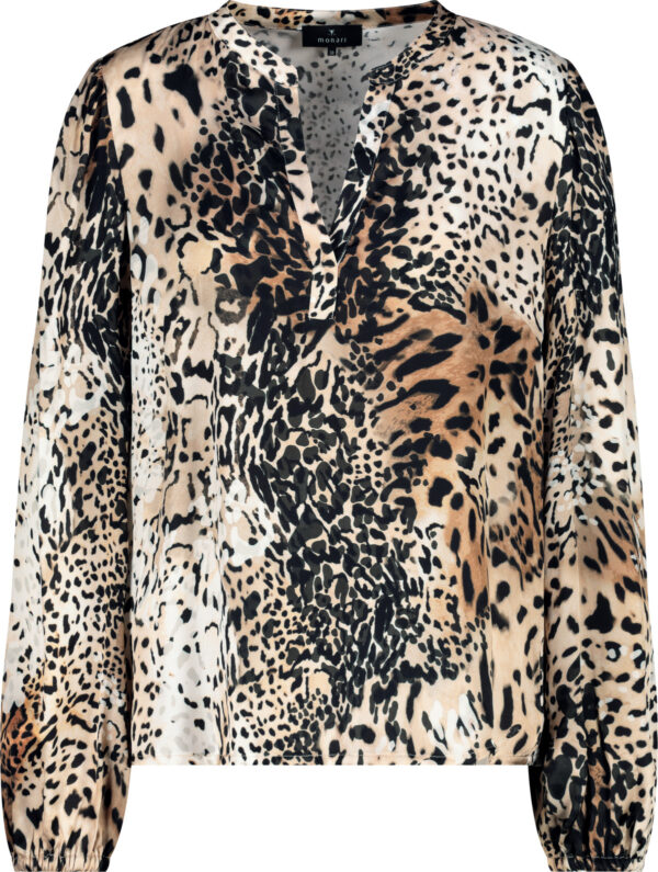 Monari Bluse, creamy beige gemustert