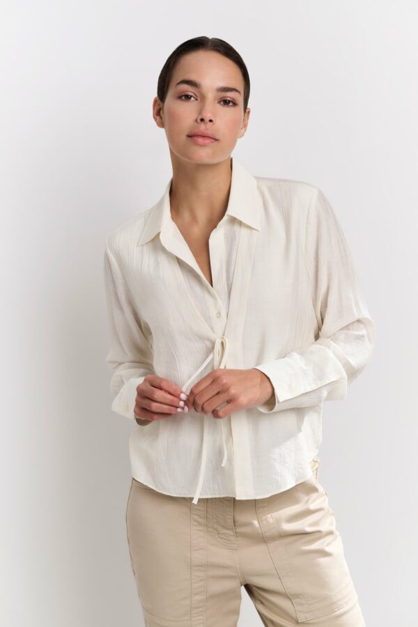 Yaya Bluse Layered texture blouse, SOFT OFF WHITE