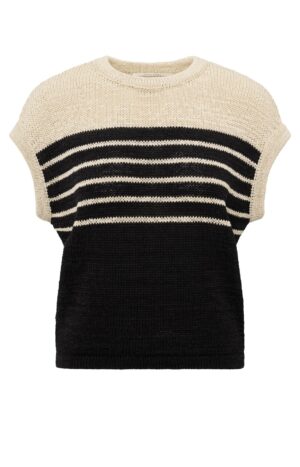 Yaya Strick Pullover Sleeveless striped tape yarn s, SUMMER SAND DESSIN