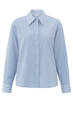Yaya Bluse Stripe mix blouse, BLUE DESSIN
