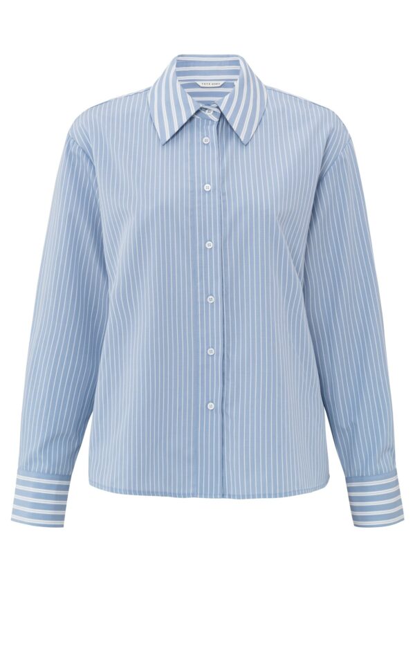 Yaya Bluse Stripe mix blouse, BLUE DESSIN