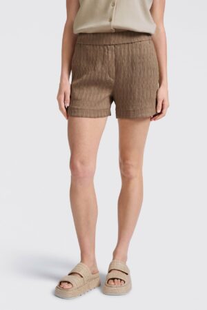 Yaya Hose Structured woven short with el, CARIBOU BROWN