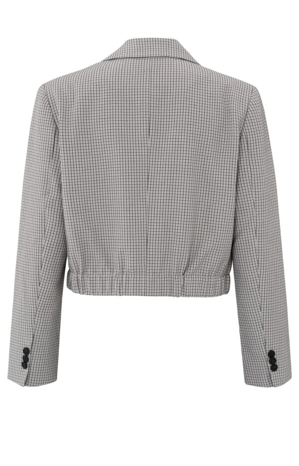 Yaya Woven checked short Blazer jac, FEATHER GREY DESSIN – Bild 2