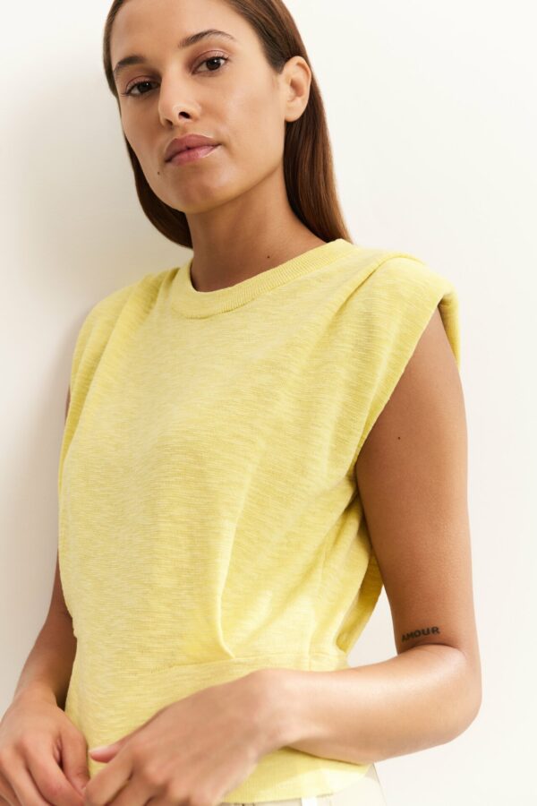 Yaya T-Shirt Shoulder detail sweater with f, LEMON GRASS YELLOW