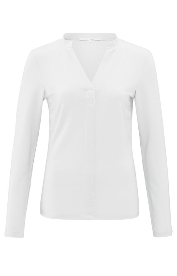 Yaya Shirt Jersey henley top with long sl, PURE WHITE