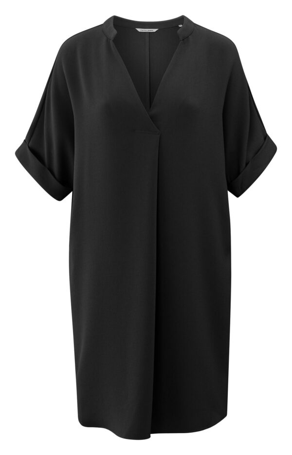 Yaya Kleid Folded short sleeve dress, WASHED BLACK