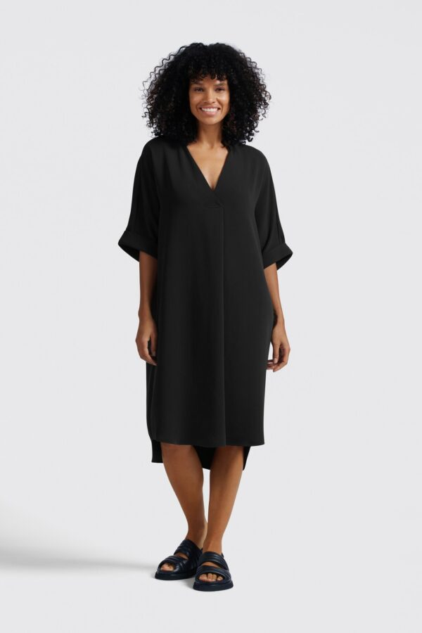 Yaya Kleid Folded short sleeve dress, WASHED BLACK – Bild 2