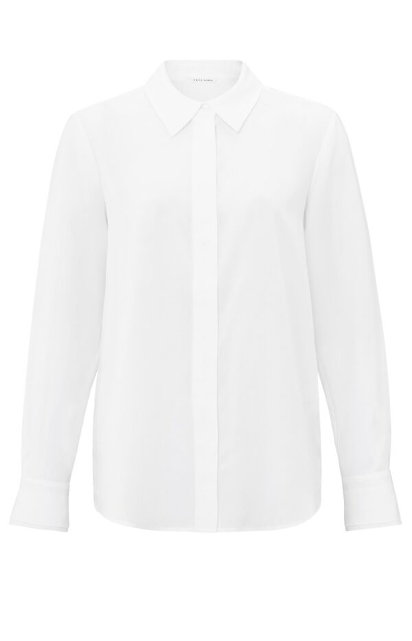 Yaya Basic Bluse with cuff detail, PURE WHITE