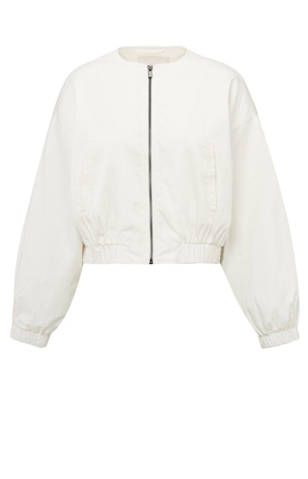 Yaya Blazer Woven cropped bomber jacket, OFF WHITE