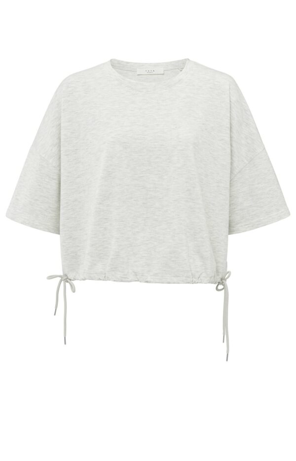 Yaya Short sleeve sweatshirt with c, GREY MELANGE