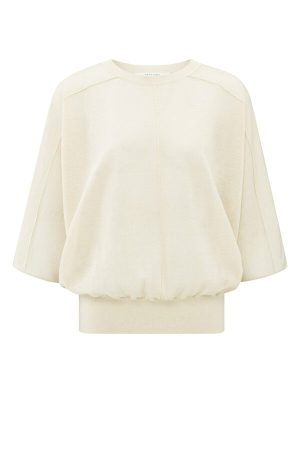 Yaya Pullover Transparent batwing sweater, OFF WHITE KNIT