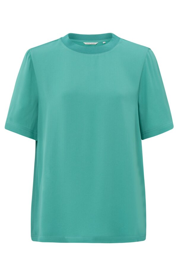 Yaya Woven T-Shirt top, LAGOON BLUE