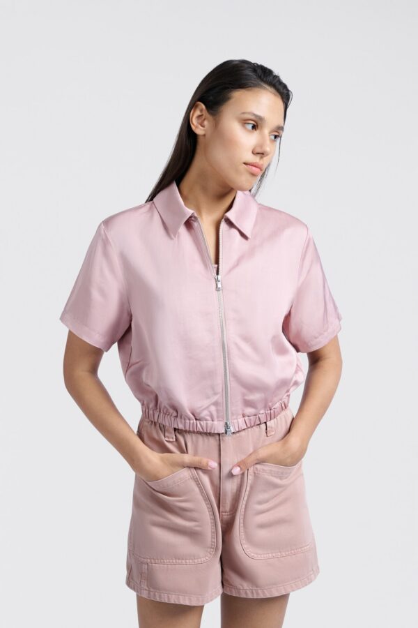 Yaya Jacke Satin shortsleeve jacket, SOFT MAUVE PINK