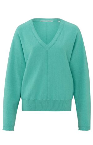 Yaya Pullover V-neck with detail batwing swe, POOL BLUE