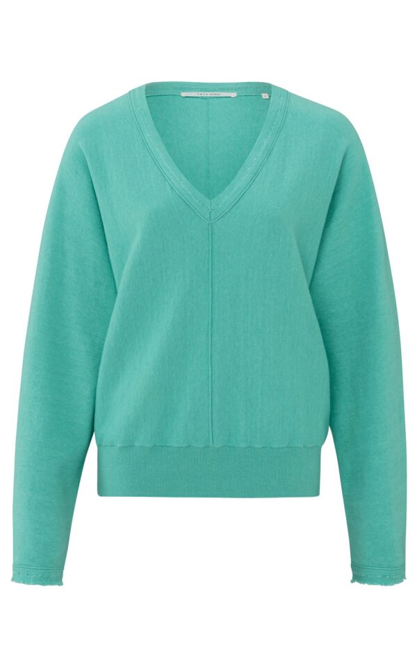 Yaya Pullover V-neck with detail batwing swe, POOL BLUE