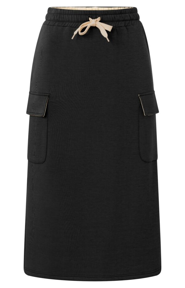 Yaya Rock Jersey mid cargo skirt with el, PHANTOM