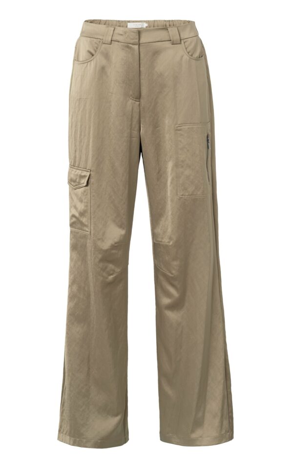 Yaya Hose Satin wide leg trousers with c, SAFARI