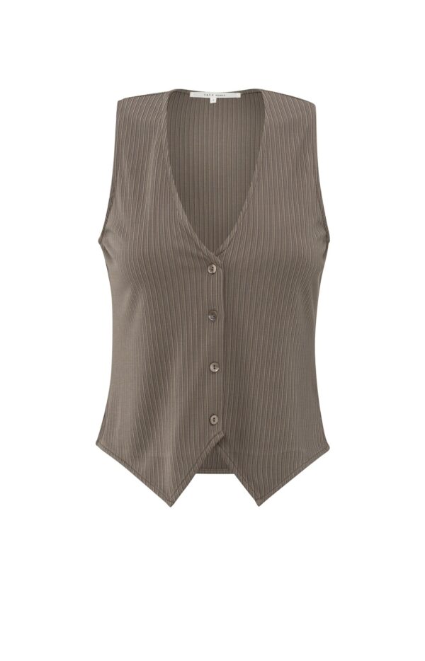 Yaya Jersey gilet top, CARIBOU BROWN