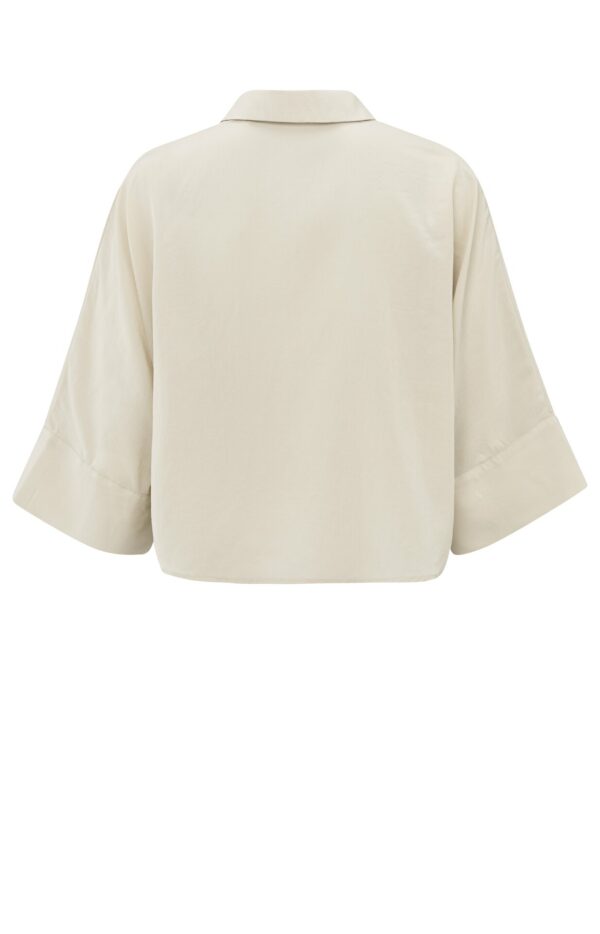 Yaya Bluse Cropped loose fit blouse, RAINY DAY BEIGE – Bild 2