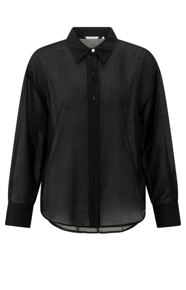 Yaya Bluse with placket detail, PHANTOM