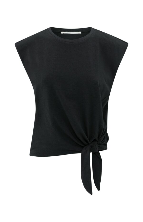 Yaya Sleeveless top with knot, WASHED BLACK