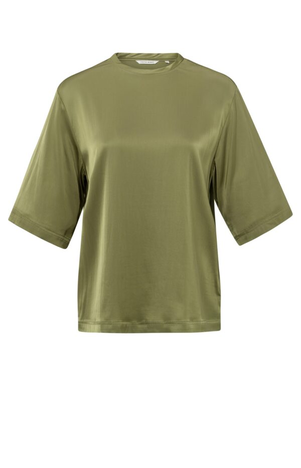 Yaya Oversized satin T-Shirt, OLIVE