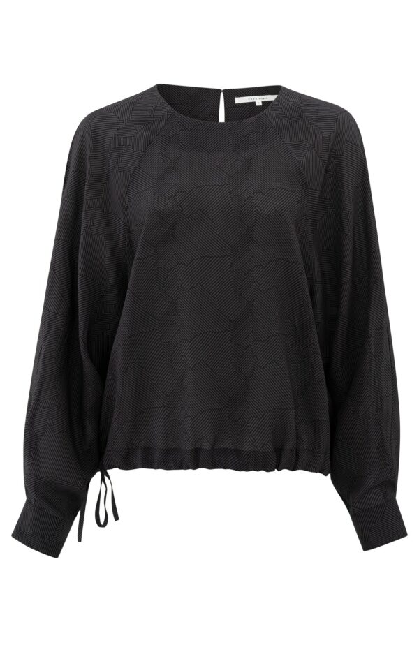 Yaya Bluse Printed raglan top with drawco, PHANTOM DESSIN