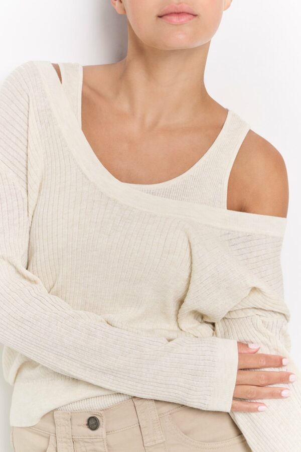 Yaya Shirt mit Top Round rib sweater with tanktop, NATURE MELANGE – Bild 2