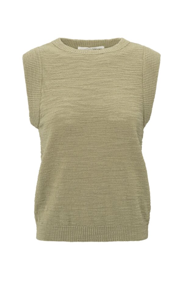Yaya Strickshirt Textured sleeveless sweater, SOFT GREEN
