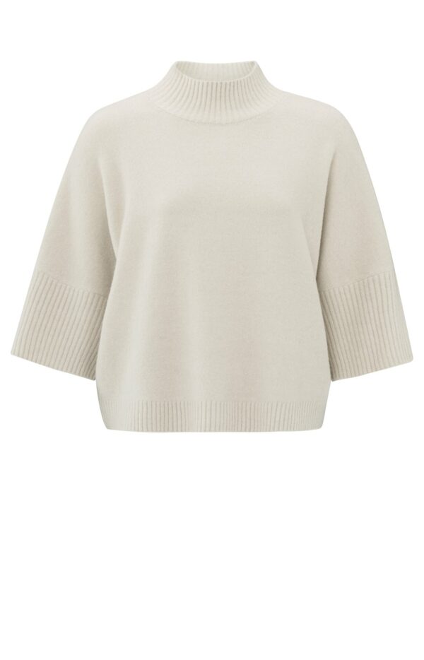 Yaya Gerippter Stehkragen-Pullover, PUMICE STONE BEIGE