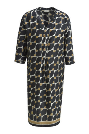 Milano Blusen Kleid Dress w roundneck + short placket, 3/4 sleeves