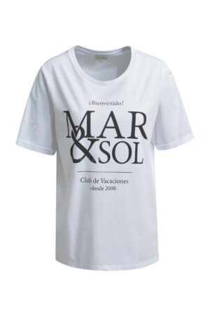 Milano Blusen T-Shirt w roundneck + turn up at sleeve