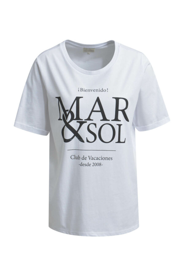 Milano Blusen T-Shirt w roundneck + turn up at sleeve