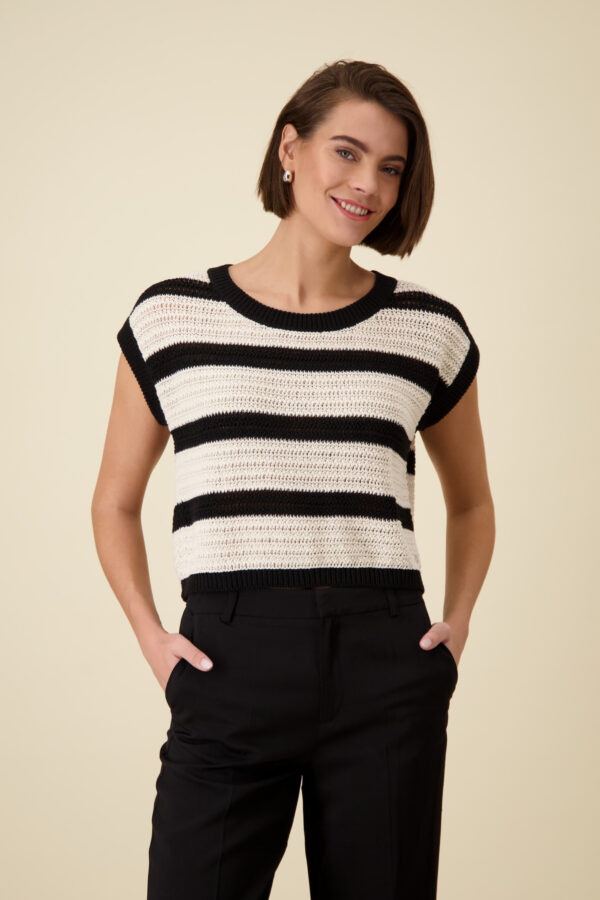 Monari Pullover, schwarz Ringel – Bild 2