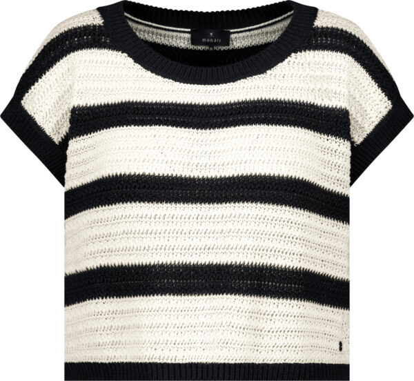 Monari Pullover, schwarz Ringel