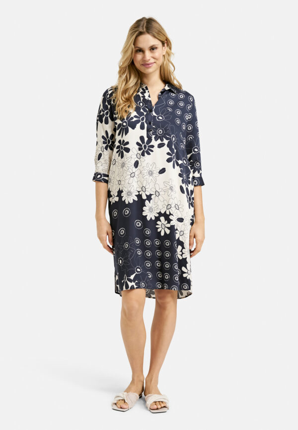 Milano Blusen Kleid Dress with collar, half placket, 3/4 sleeves w cuffs – Bild 2