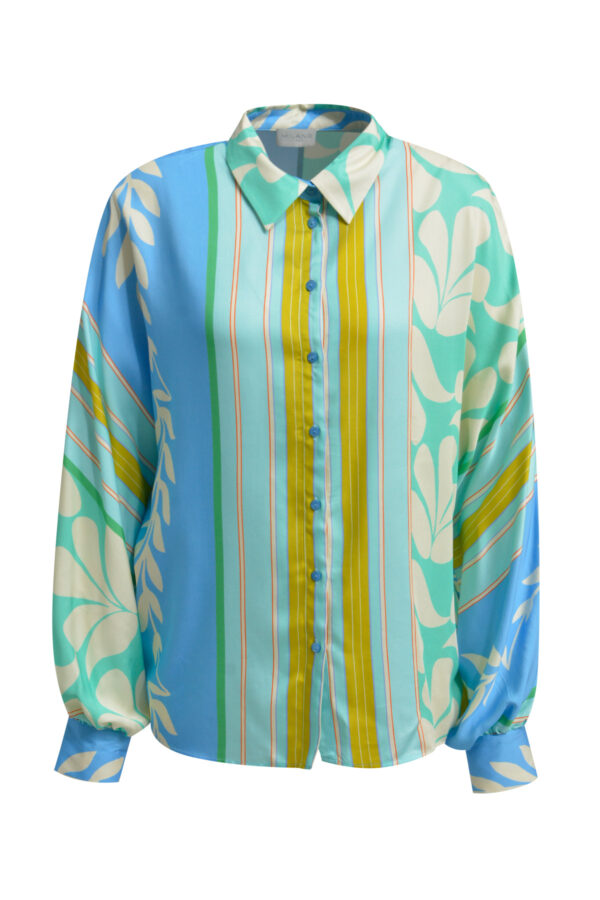Milano Bluse Blouse with collar + placket, voluminous batwingsleeves w cuffs