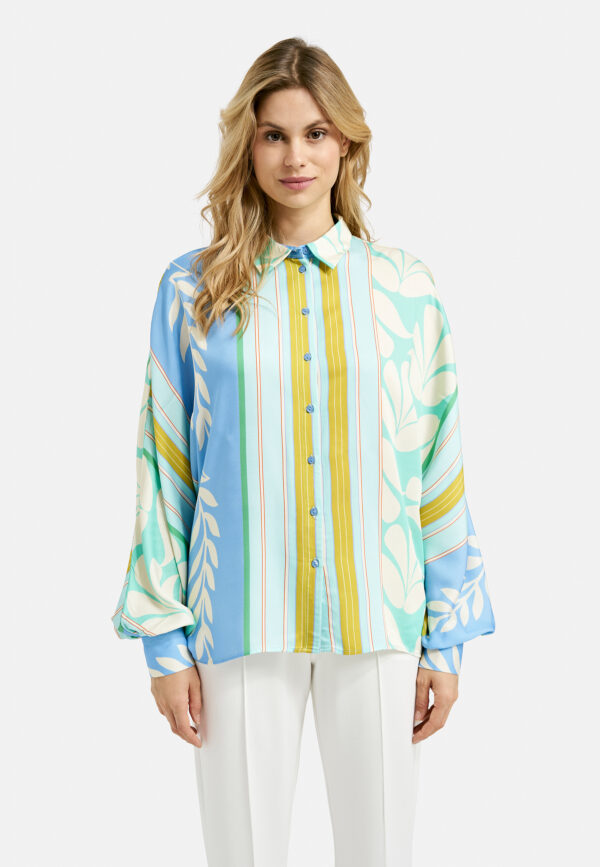 Milano Bluse Blouse with collar + placket, voluminous batwingsleeves w cuffs – Bild 3