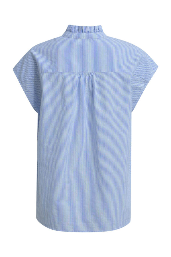 Milano Bluse sleeveless blouse w rufflle stand up collar + placket – Bild 2