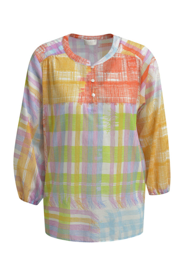 Milano Bluse Blouse w neckpanel, slit at dc w buttons + loops + 3/4 sleeve