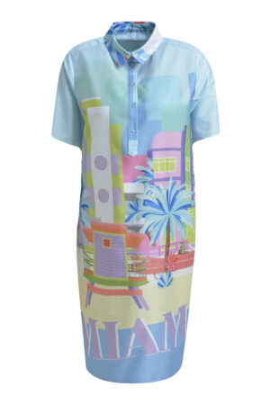 Milano Kleid Dress w collar, half placket, 1/2 sleeves w cuffs