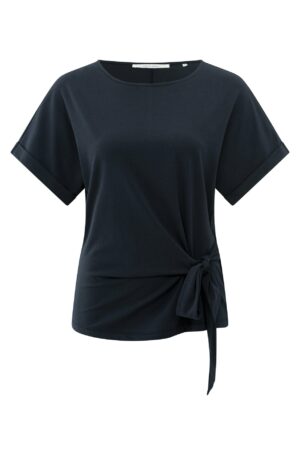 Yaya T-Shirt mit Zierknoten, TOTAL ECLIPSE BLUE