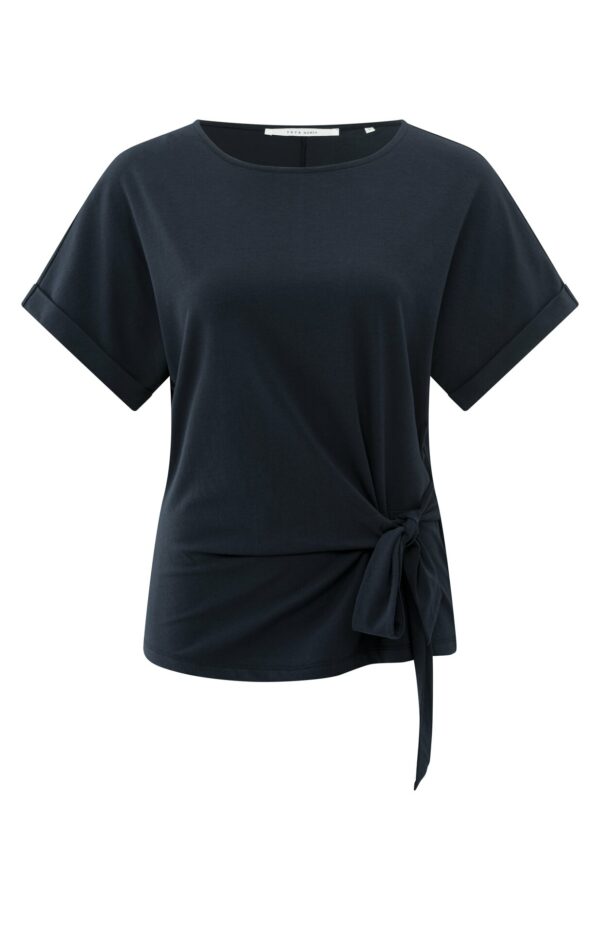 Yaya T-Shirt mit Zierknoten, TOTAL ECLIPSE BLUE