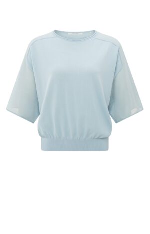 Yaya Shirt Boatneck sweater with transpar, BABY BLUE