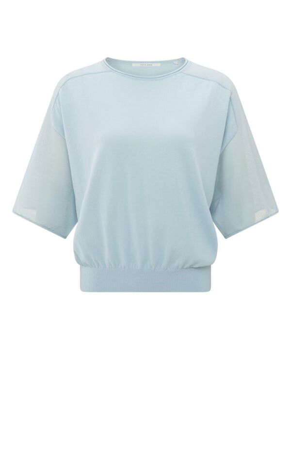 Yaya Shirt Boatneck sweater with transpar, BABY BLUE