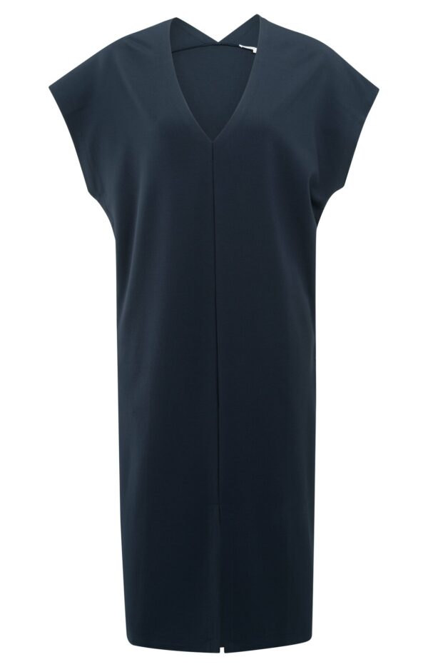 Yaya Kleid mit V-Ausschnitt, TOTAL ECLIPSE BLUE